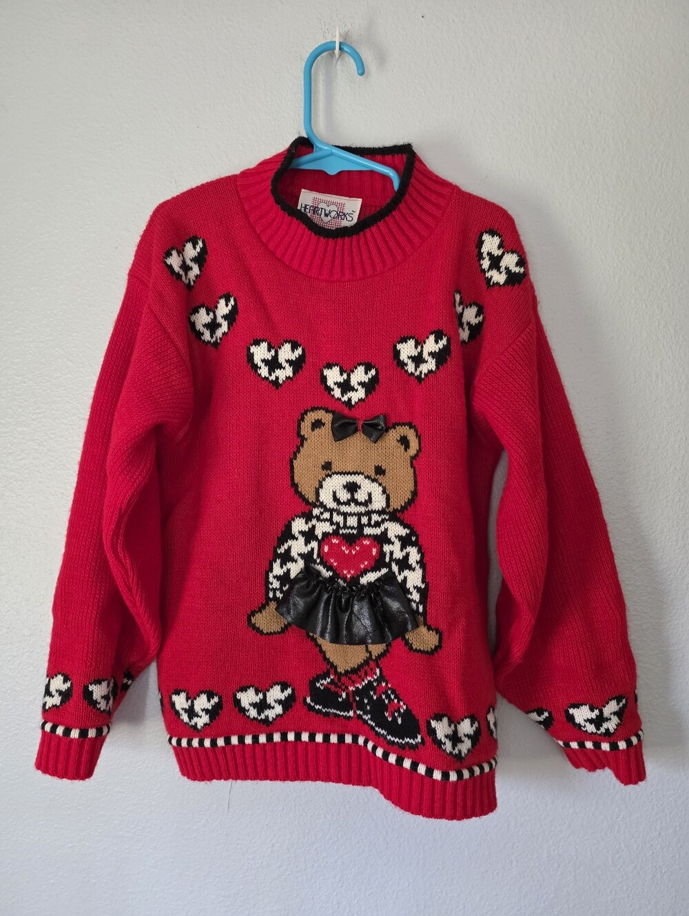 Vintage HEARTWORKS Girls Ballerina Bear Sweater Red Large (6X)